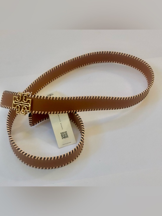 NWT Tory Burch whipstitch tan brown leather belt easily resizable size XXL main image 5
